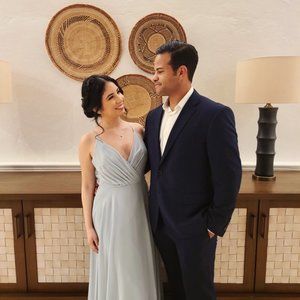 Spaghetti Strap Full Skirt Bridesmaid Dress in Dusty Sage Color